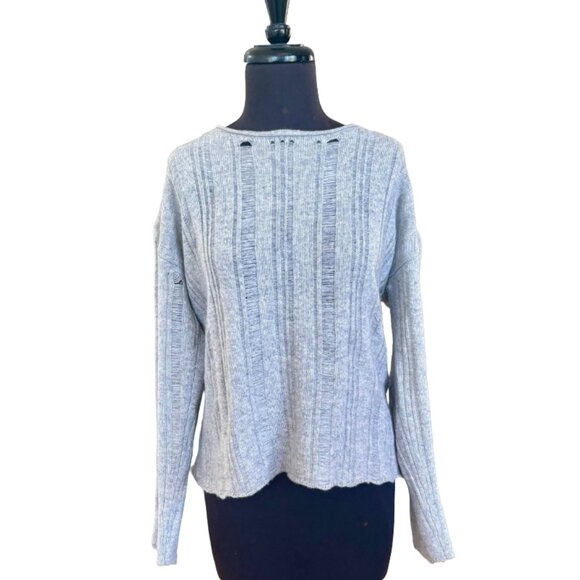 Nili Lotan Grey Cashmere Sweater distressed details Size M - Picture 2 of 14